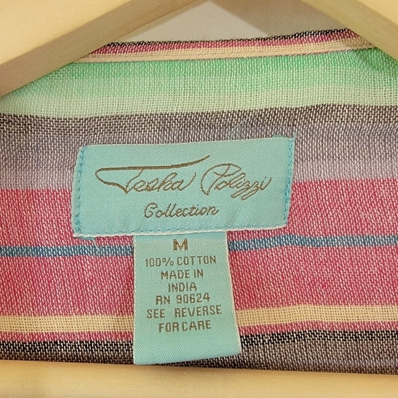 Tasha Polizzi Serape Shrug Open Front Sz M Cotton Gauze Multicolored Striped - Picture 10 of 12
